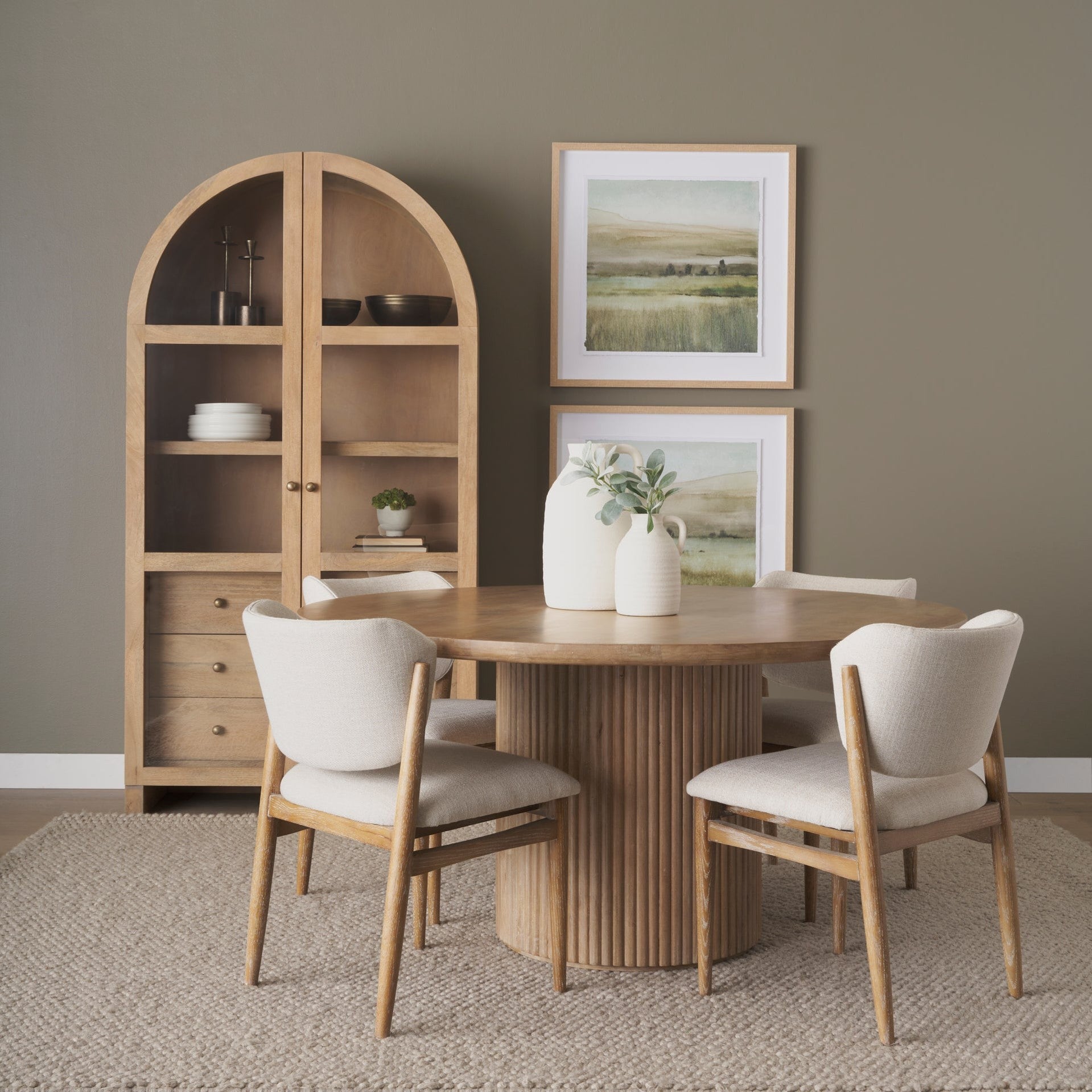 Cline Cream Fabric Upholstered Dining Chair