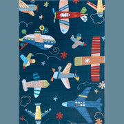 Daisy Navy Contemporary Floral Rug