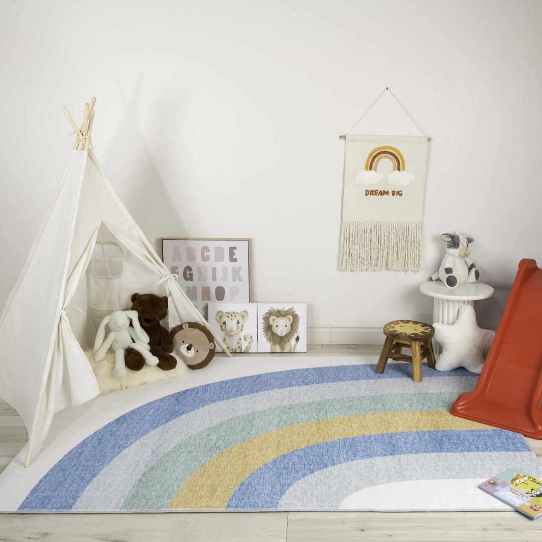 Daisy Sky Blue Floral Accent Rug