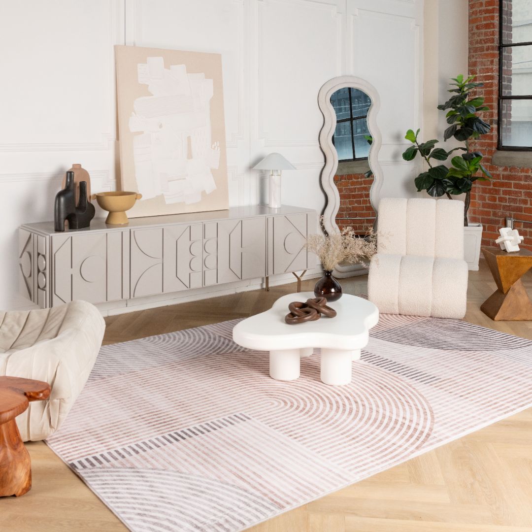 Europa Beige Abstract Woven Area Rug