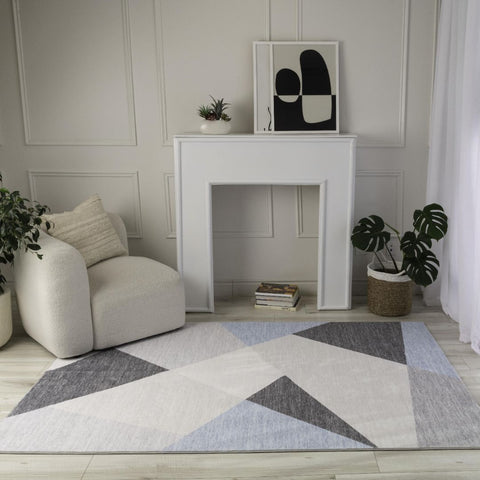 Europa Blue Contemporary Art-Inspired Rug