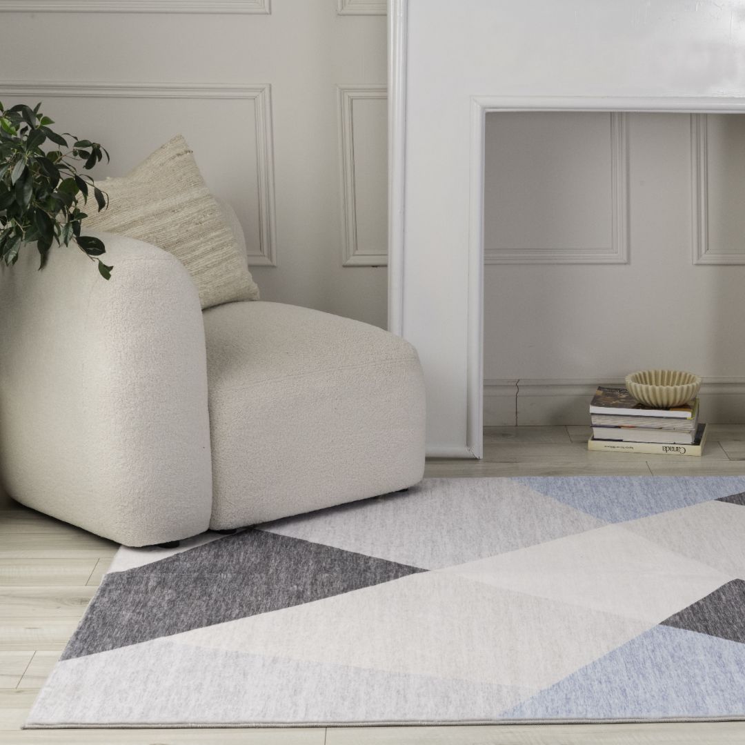 Europa Blue Contemporary Art-Inspired Rug