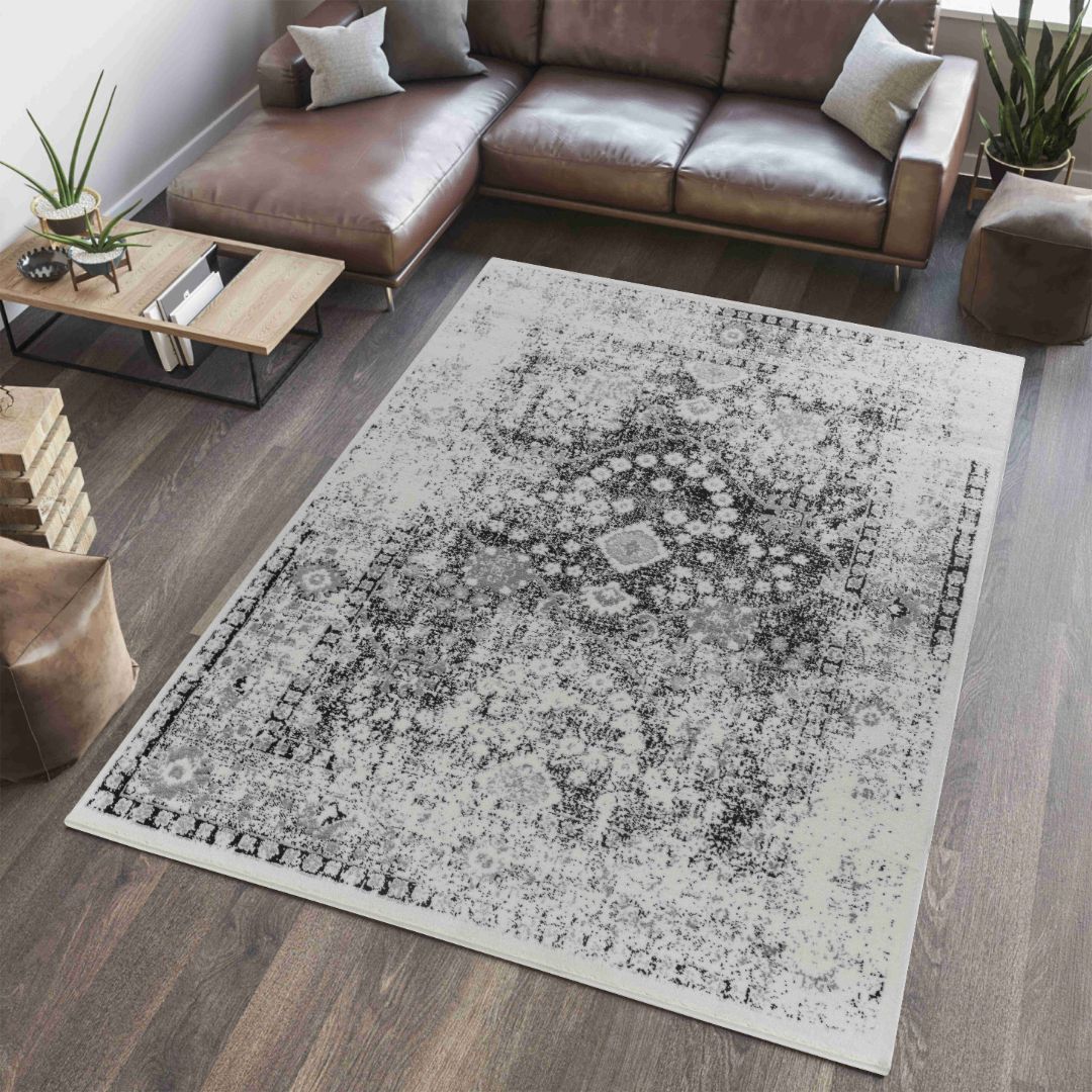 Hamilton Black Floral Medallion Area Rug