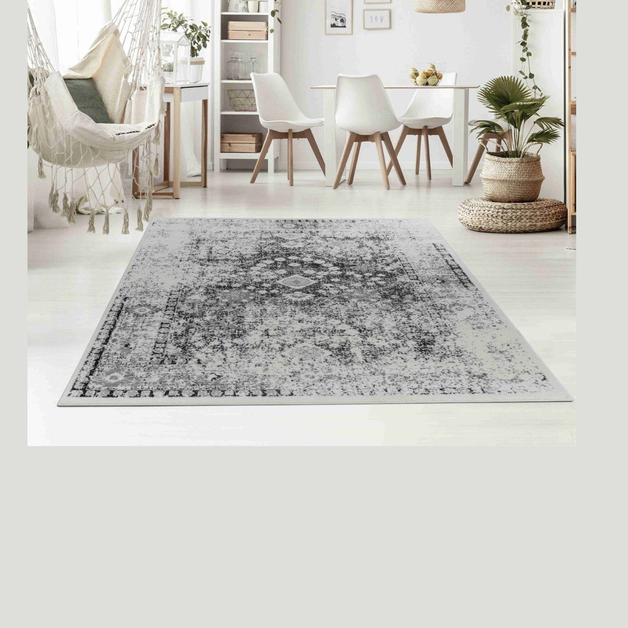 Hamilton Black Floral Medallion Area Rug