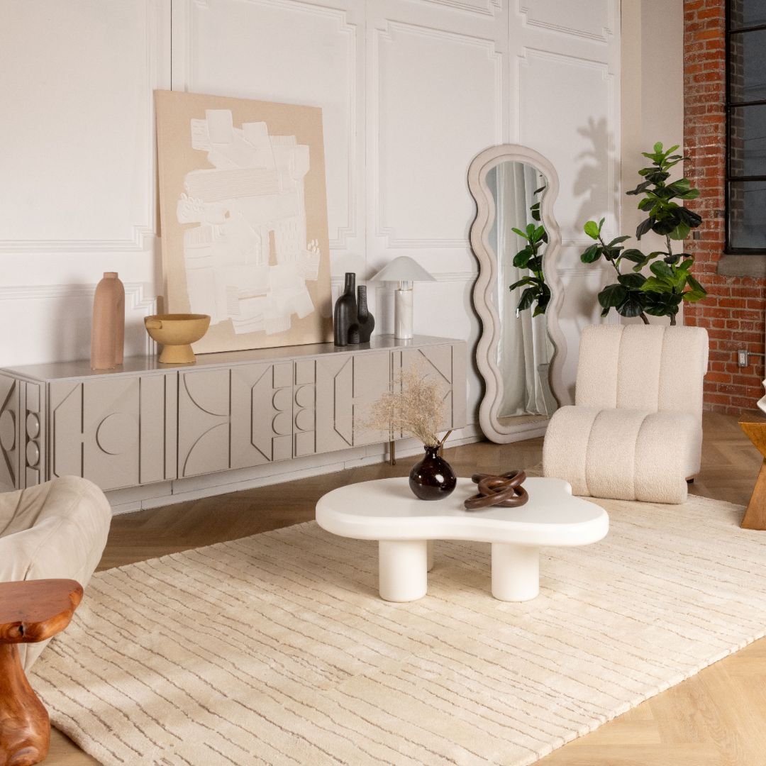 Leela Ivory Linear Modern Area Rug