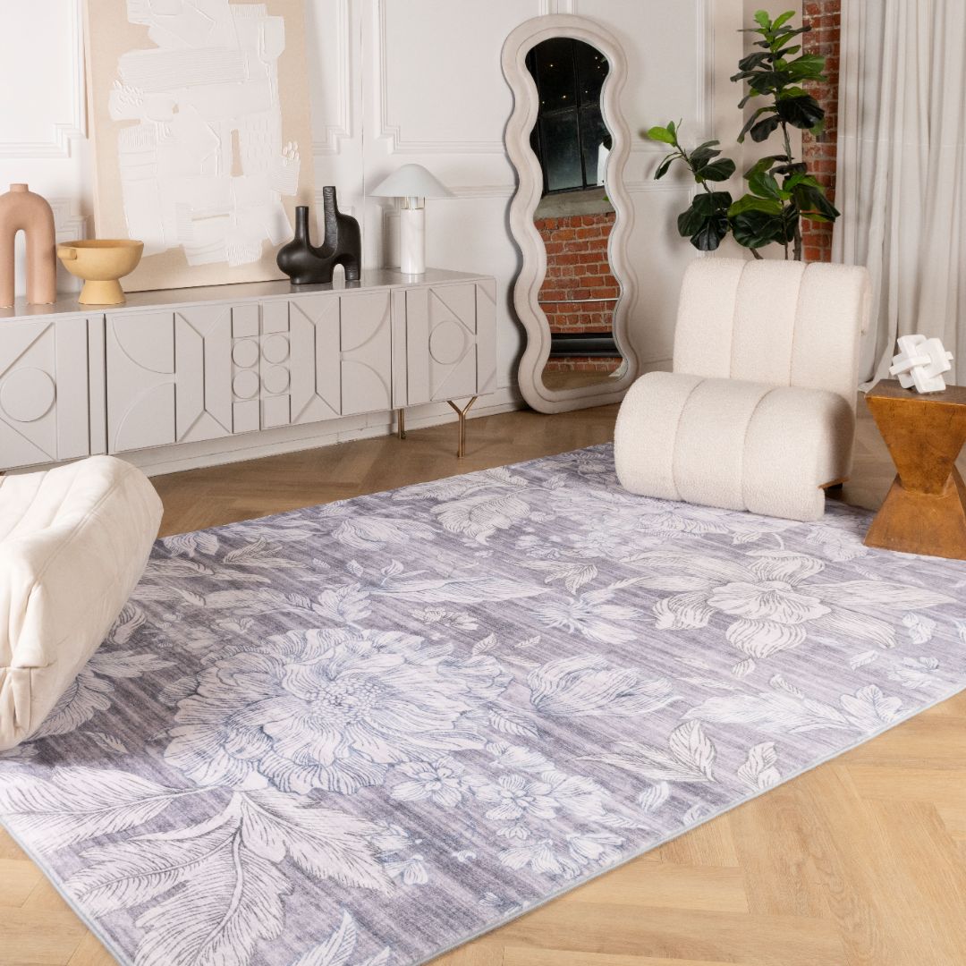 Lily Grey Faded Medallion Area Rug
