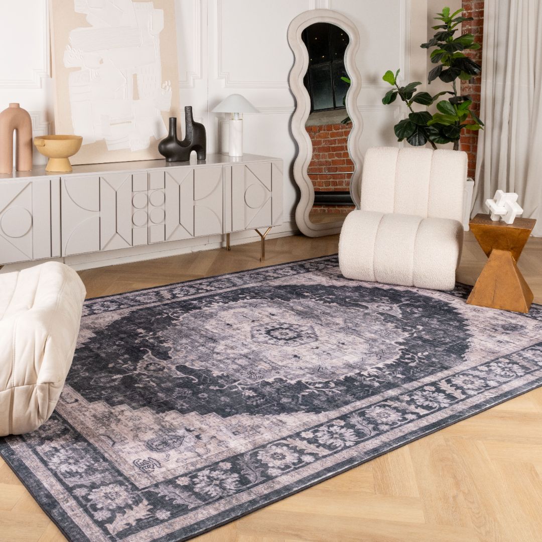 Prismatic Black Geometric Modern Area Rug