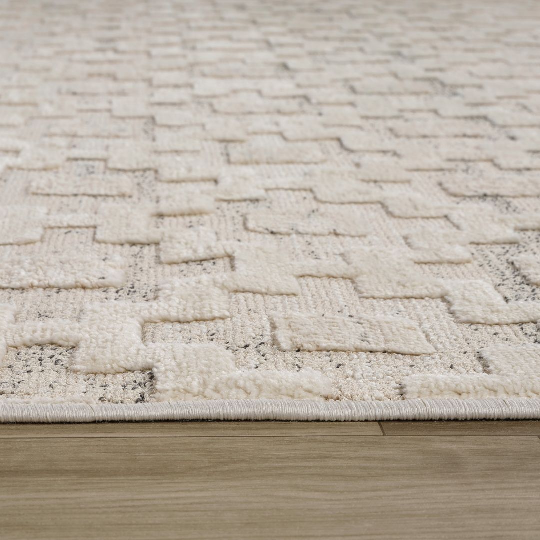 Tulum Beige Abstract Lines Area Rug