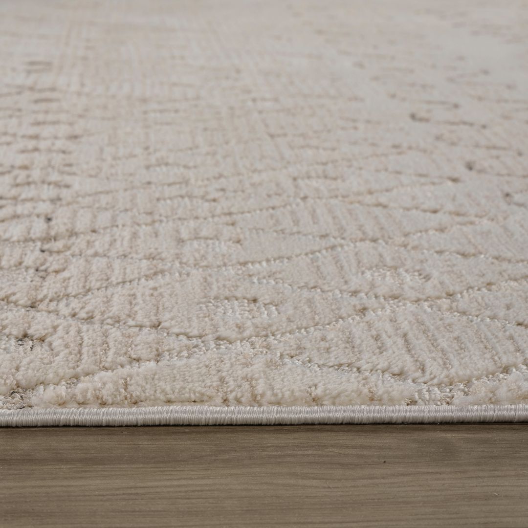Tulum Beige Textured Moroccan Area Rug