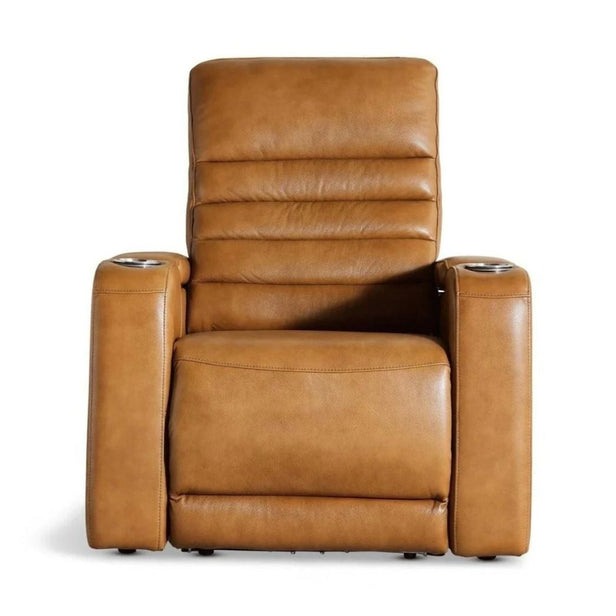 Creston Genuine Leather Power Recliner Chair with Power Headrest – USB/C - LED Lights - Cup Holders & Storage