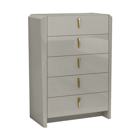 Magnus Glossy Finish Bedroom Chest - Cool Grey