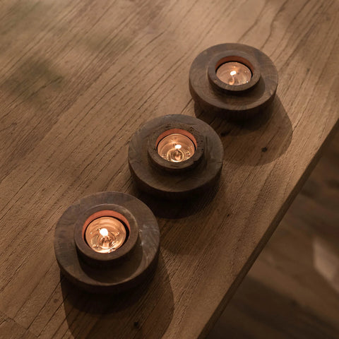 D-Bodhi Ring Candle Holder - Wood Grain