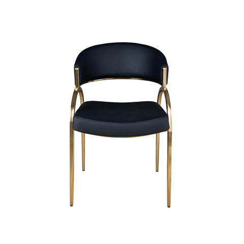 Monet Upholstered Dining Chair in Black PU with Brushed Gold Legs