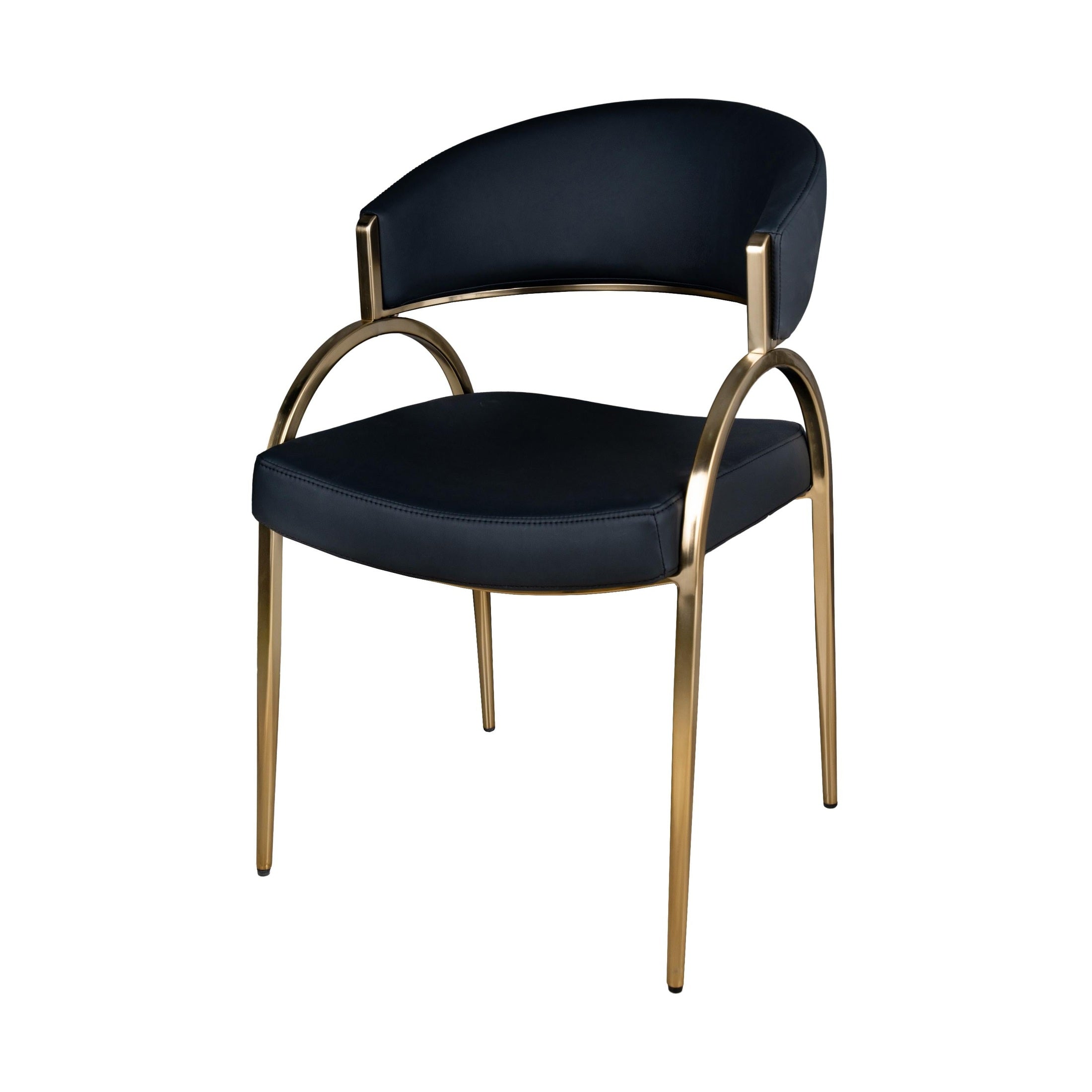 Monet Upholstered Dining Chair in Black PU with Brushed Gold Legs