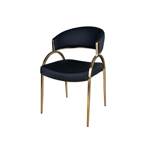 Monet Upholstered Dining Chair in Black PU with Brushed Gold Legs