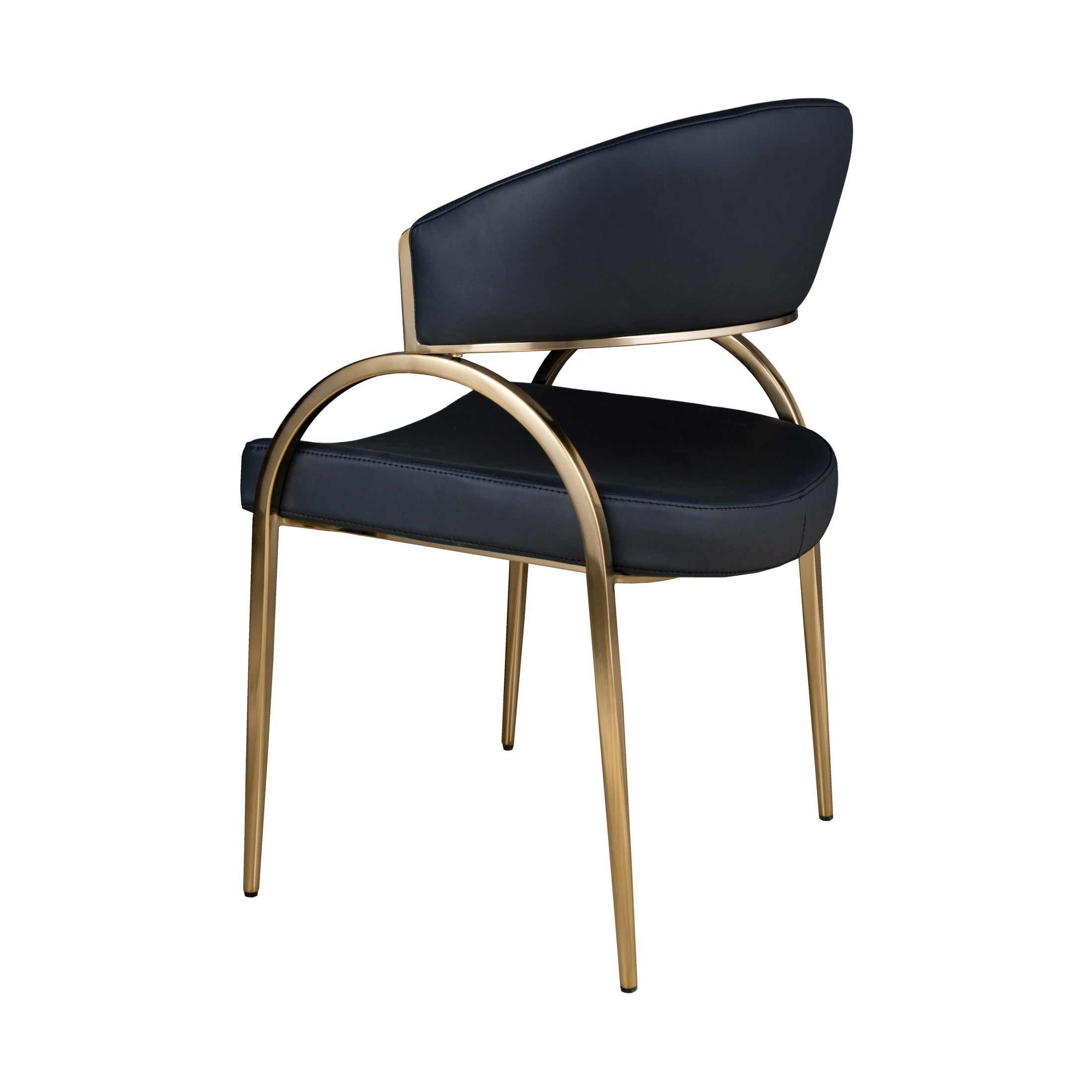 Monet Upholstered Dining Chair in Black PU with Brushed Gold Legs