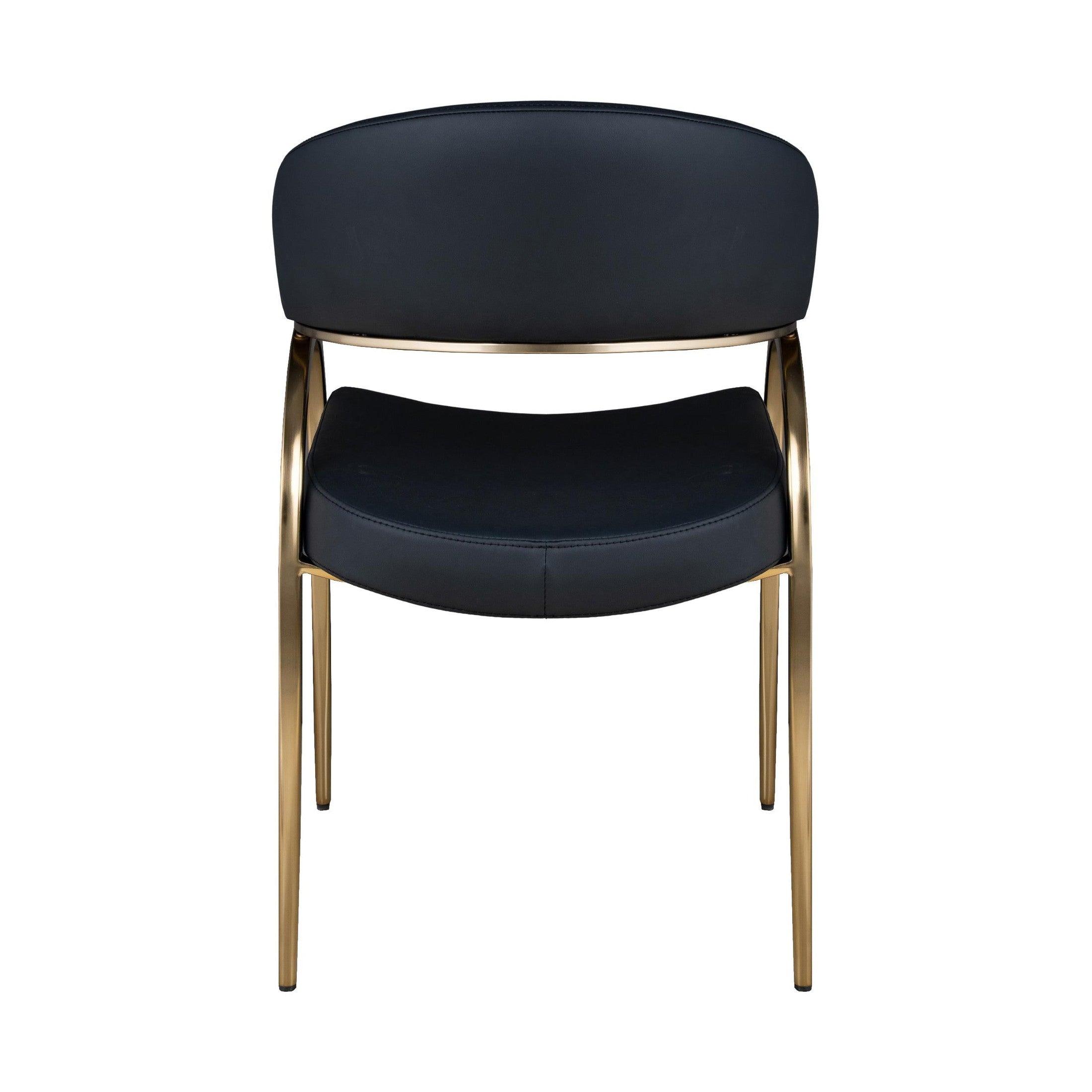 Monet Upholstered Dining Chair in Black PU with Brushed Gold Legs