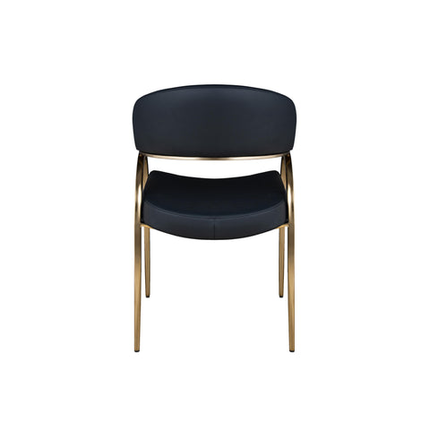 Monet Upholstered Dining Chair in Black PU with Brushed Gold Legs