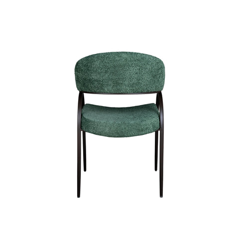 Arco Upholstered Dining Chair in Green Fabric with Iron Legs