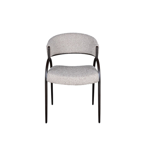 Arco Upholstered Dining Chair in Grey Fabric with Iron Legs