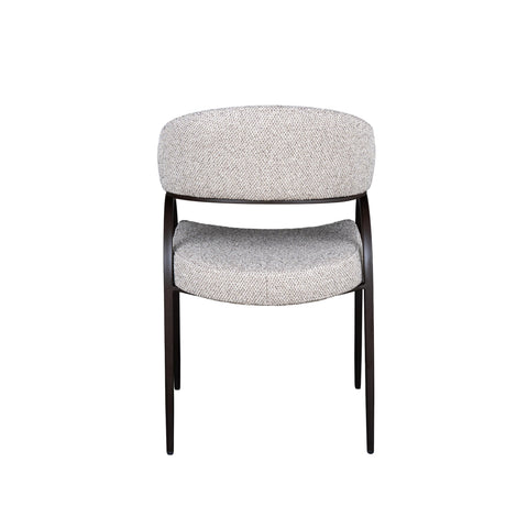 Arco Upholstered Dining Chair in Grey Fabric with Iron Legs