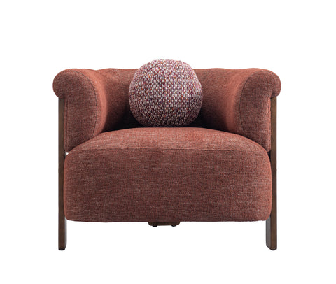 Sylvi Accent Chair – Natural Wood & Textured Fabric