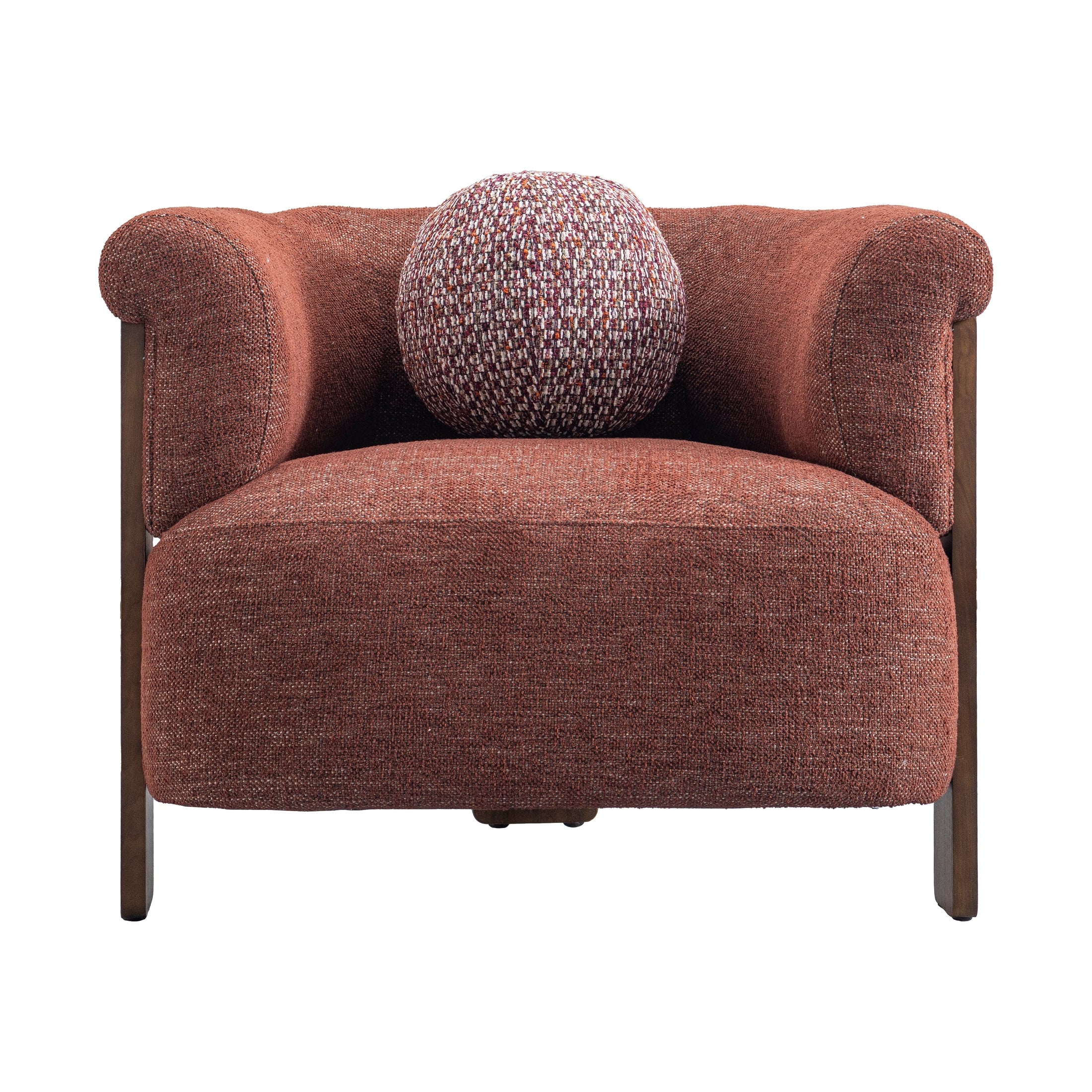 Sylvi Accent Chair – Natural Wood & Textured Fabric