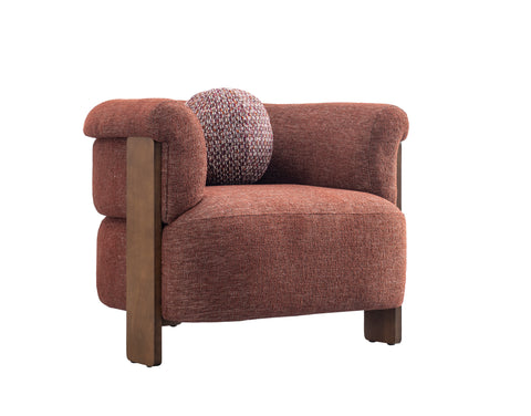 Sylvi Accent Chair – Natural Wood & Textured Fabric