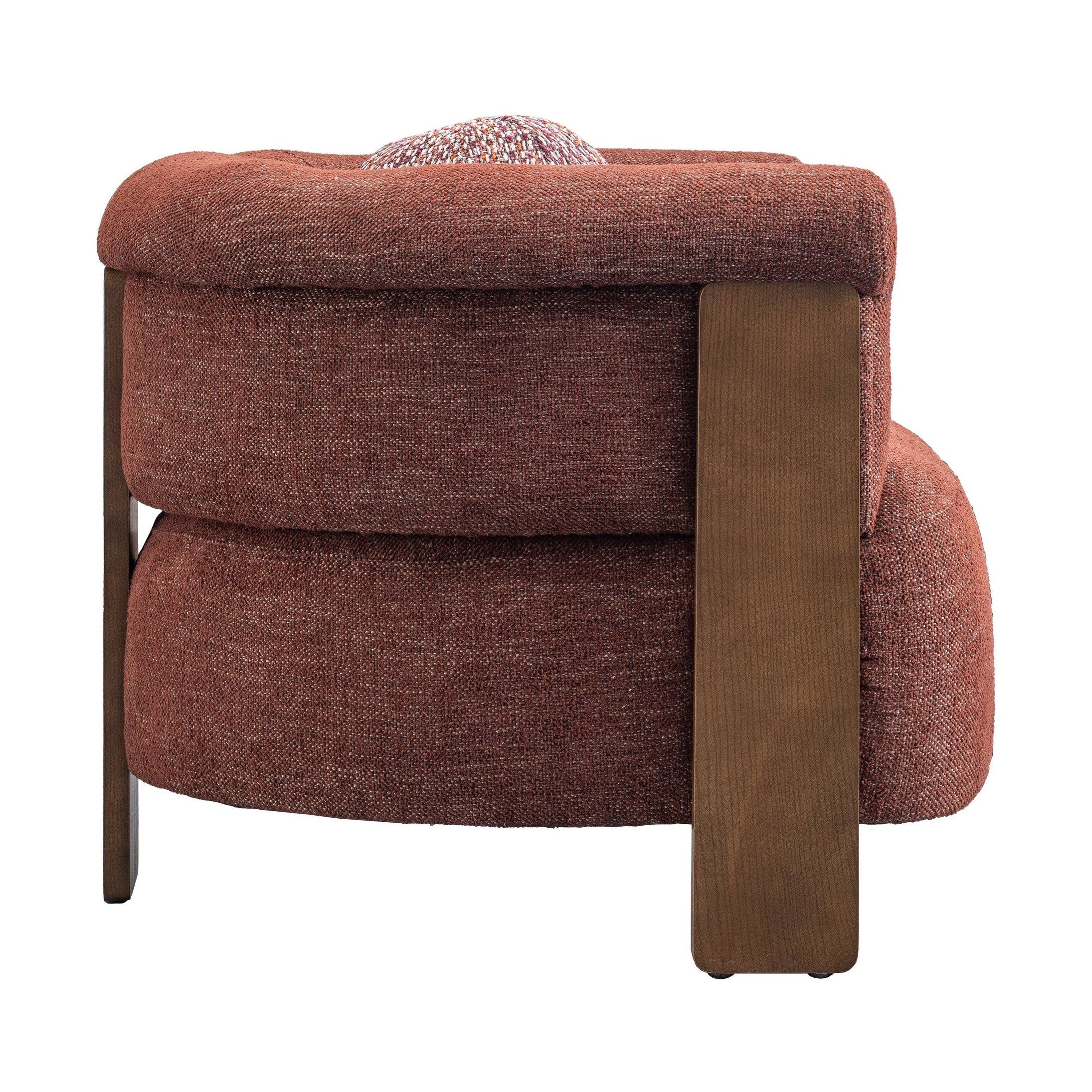Sylvi Accent Chair – Natural Wood & Textured Fabric