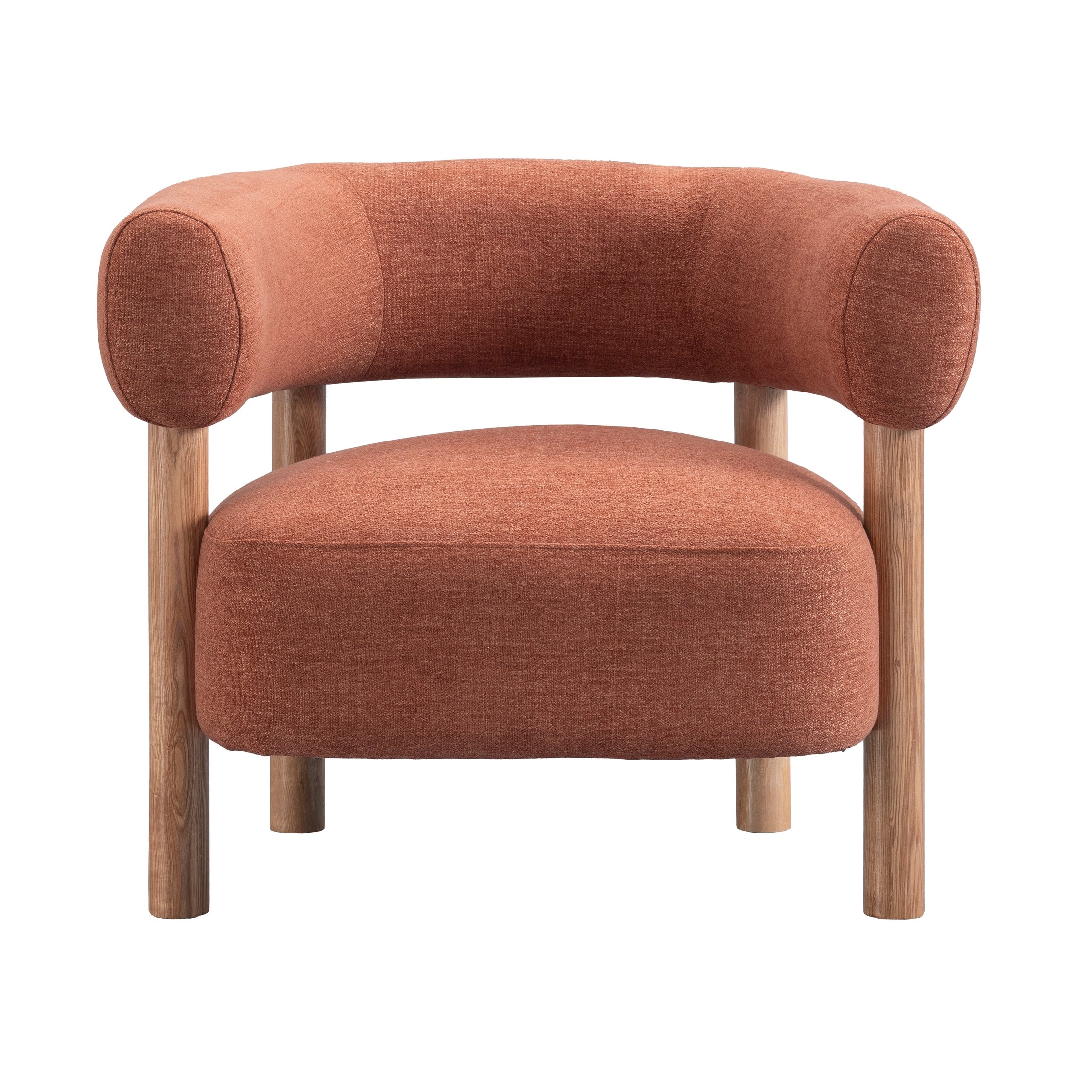 Odette Accent Chair – Warm Textured Fabric & Natural Wood Frame