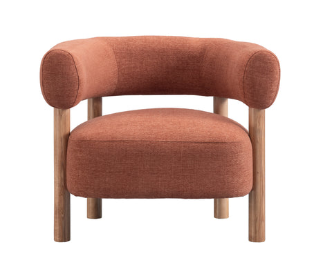 Odette Accent Chair – Warm Textured Fabric & Natural Wood Frame