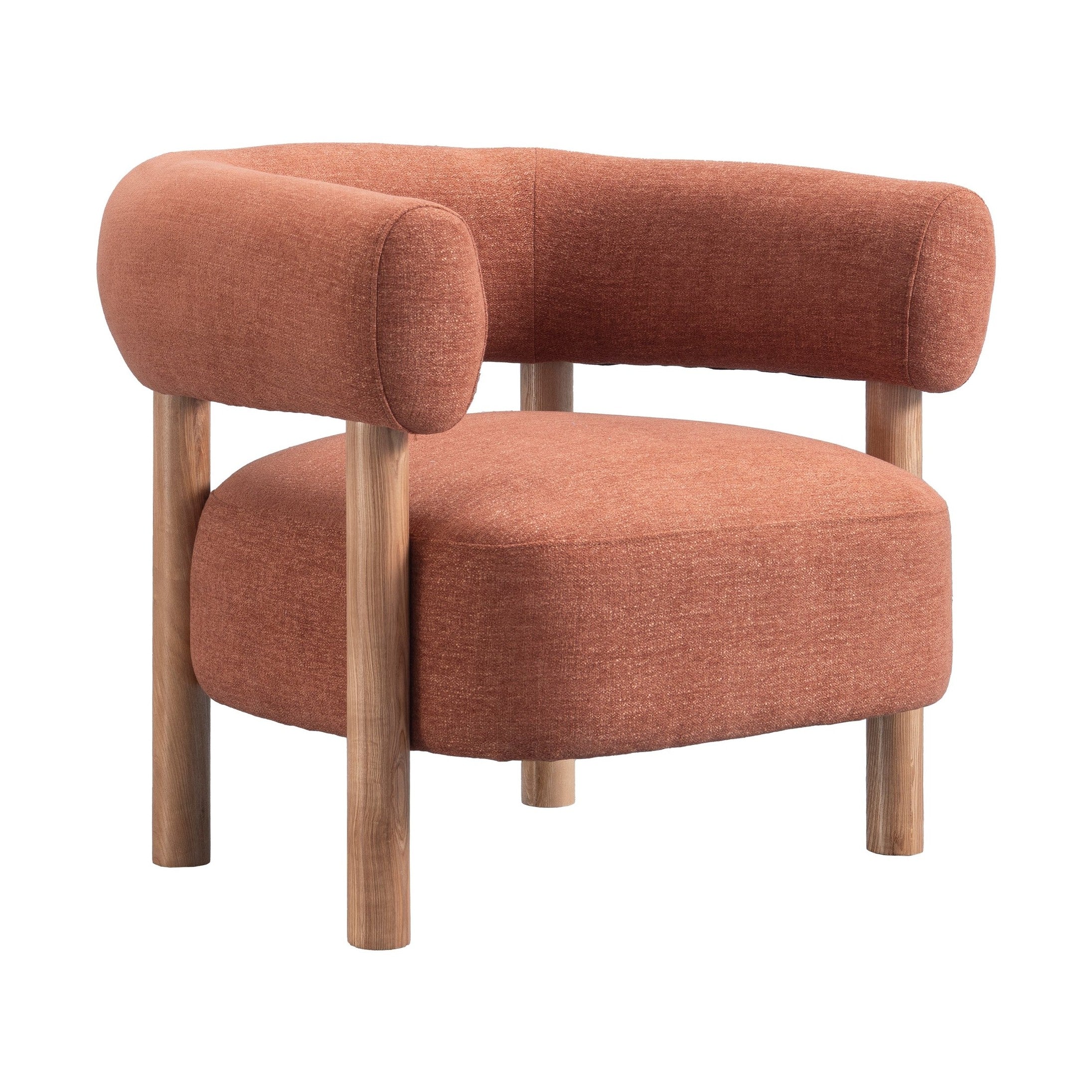 Odette Accent Chair – Warm Textured Fabric & Natural Wood Frame
