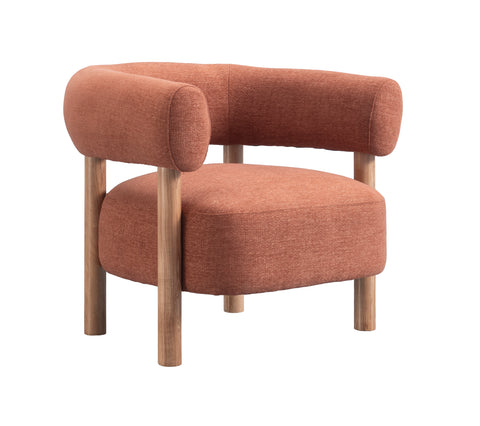 Odette Accent Chair – Warm Textured Fabric & Natural Wood Frame