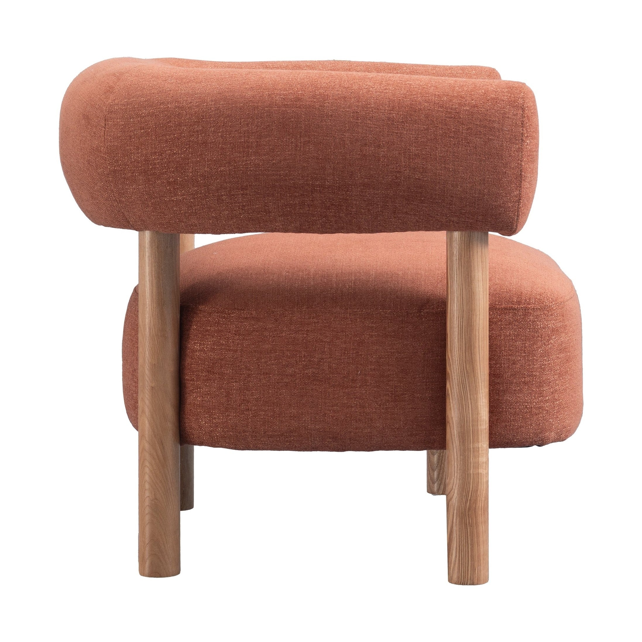 Odette Accent Chair – Warm Textured Fabric & Natural Wood Frame