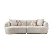 Leona Modern Premium Fabric Upholstered Sofa with Ash Wood Base - Oatmeal