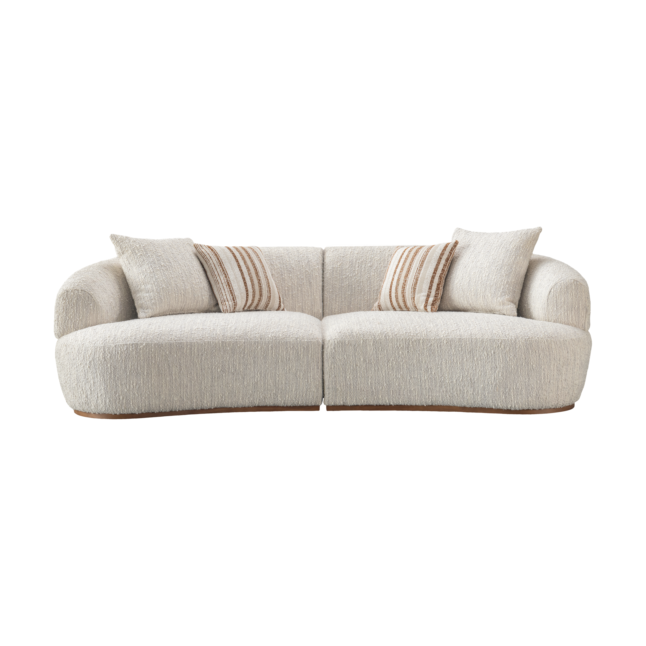 Leona Modern Premium Fabric Upholstered Sofa with Ash Wood Base - Oatmeal