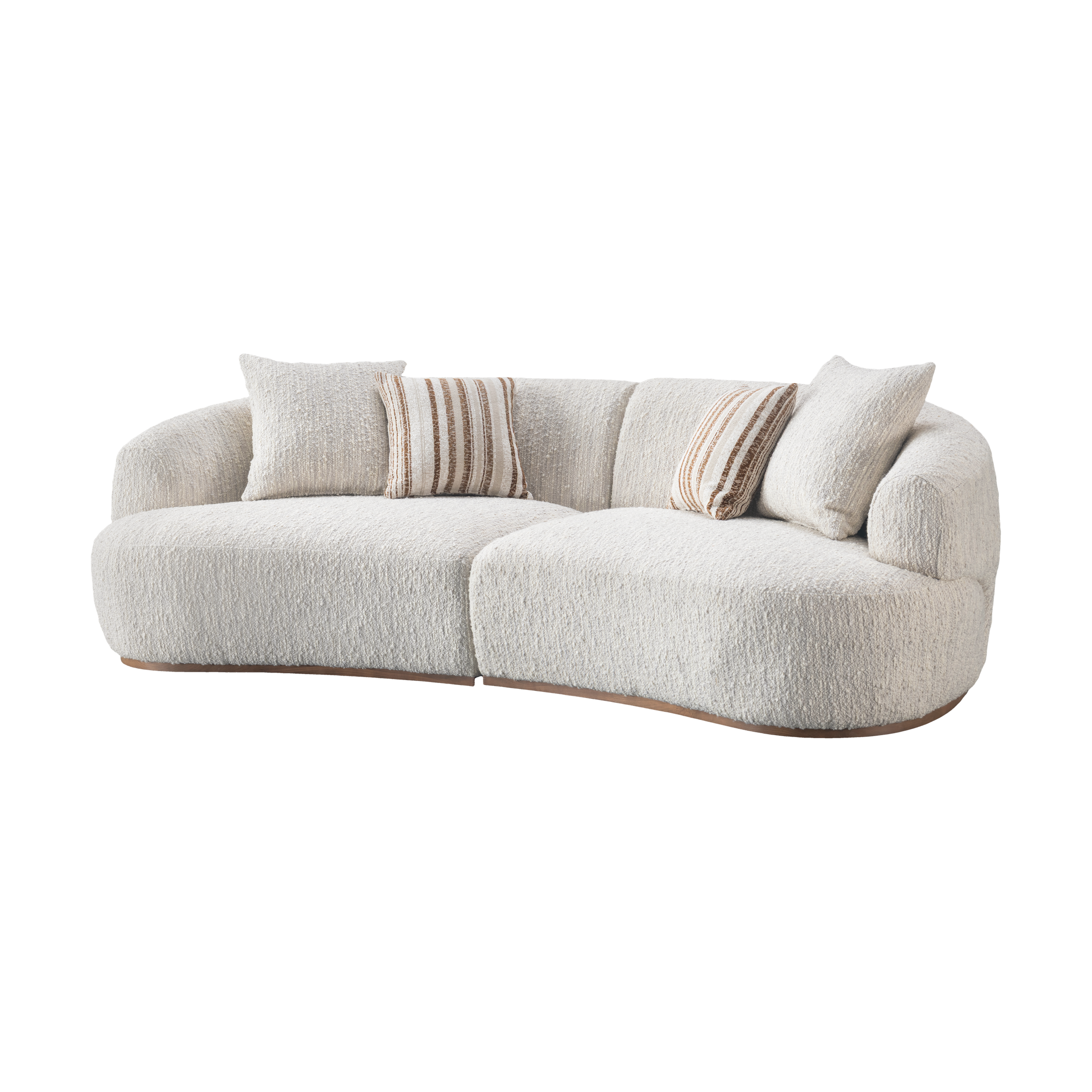 Leona Modern Premium Fabric Upholstered Sofa with Ash Wood Base - Oatmeal