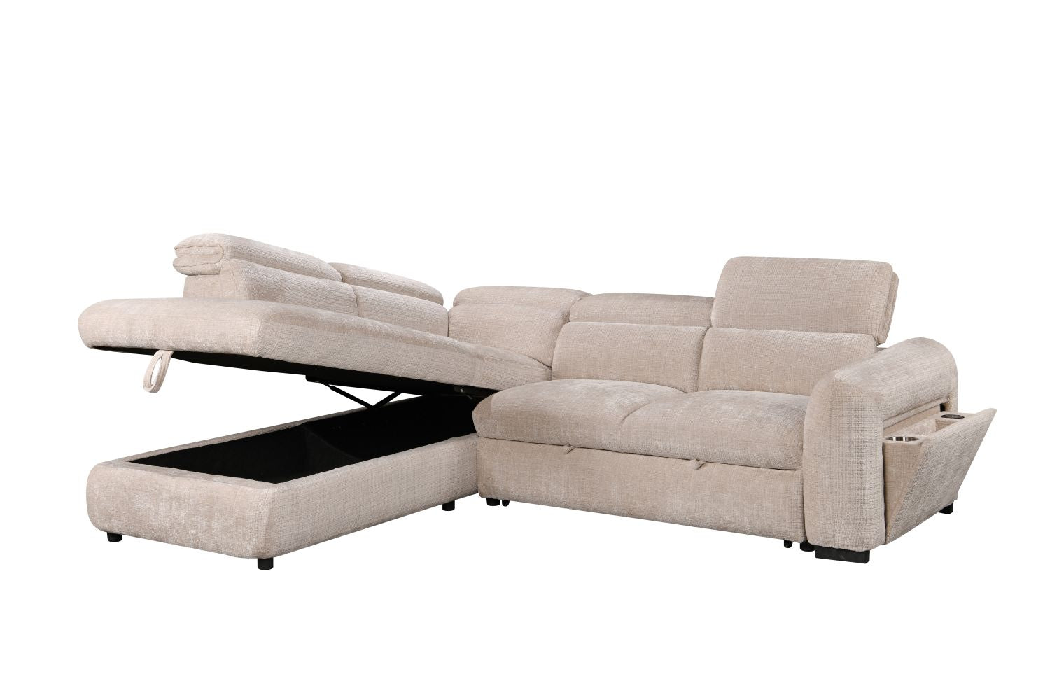 Elarve Pull-Out Sleeper Sectional with Storage Chaise