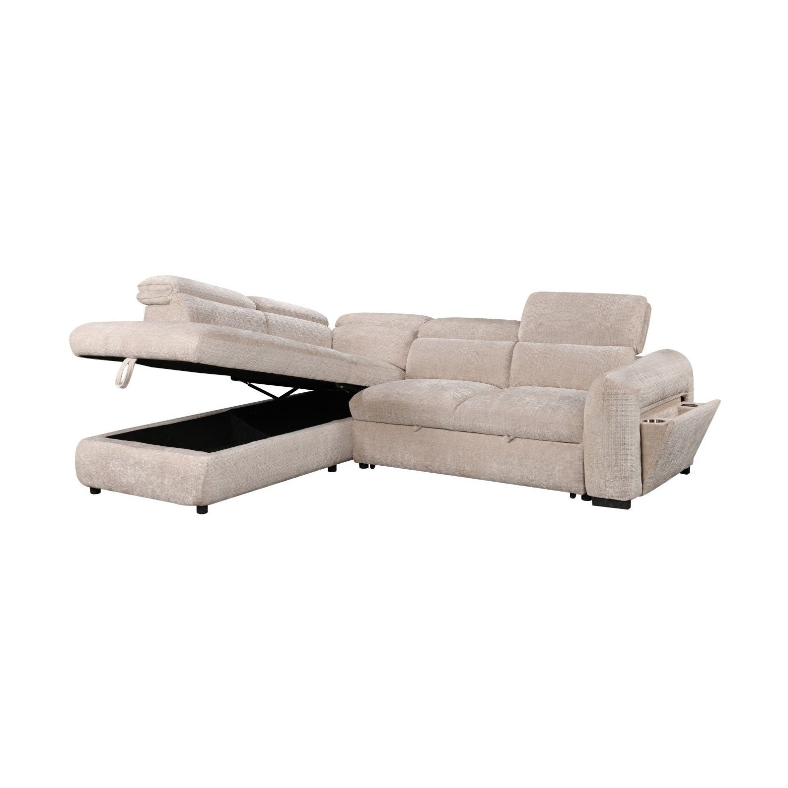 Elarve Pull-Out Sleeper Sectional with Storage Chaise
