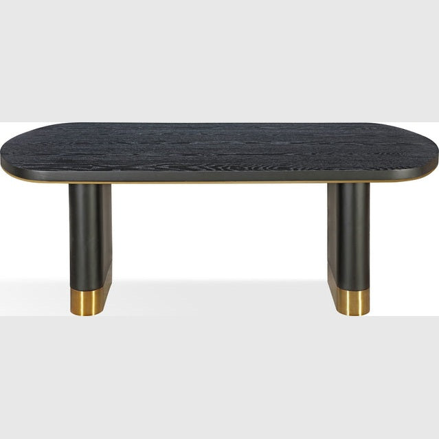 Doheny Wood and Metal Oval Dining Table – Black & Brass