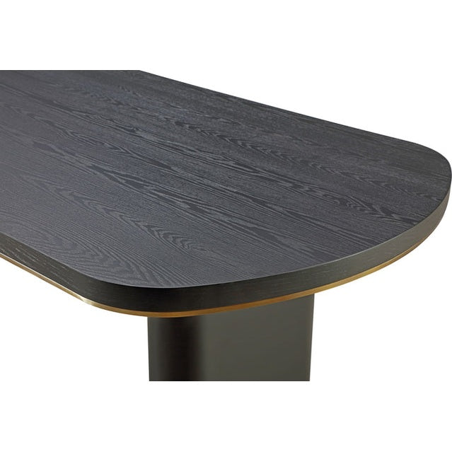 Doheny Wood and Metal Oval Dining Table – Black & Brass
