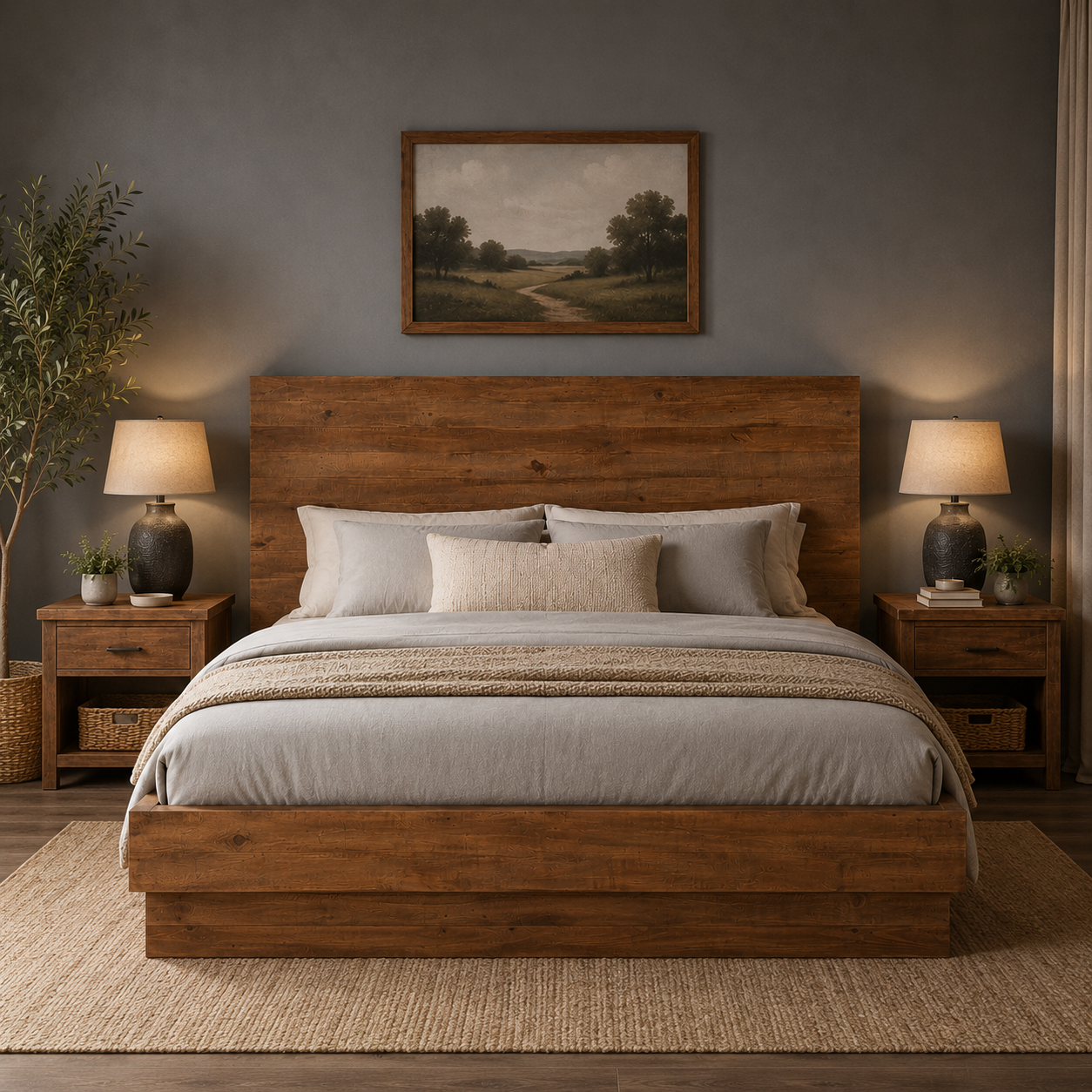 Dovian Queen Bed - Dark Driftwood