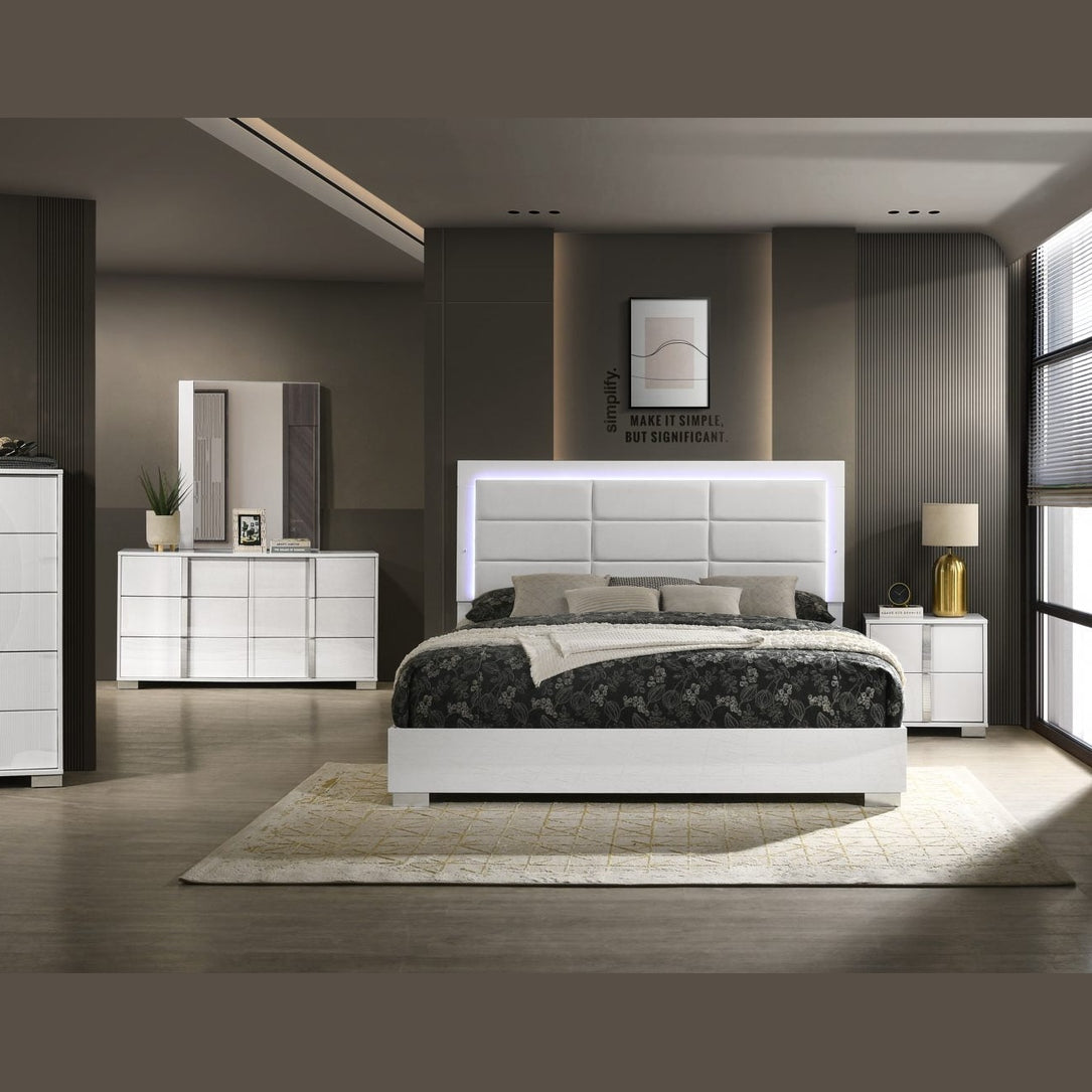 Vanah Glossy White Queen Bed