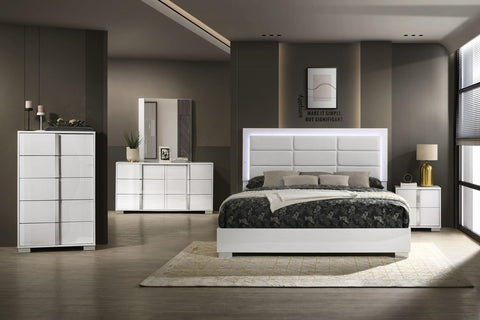 Vanah Glossy White Queen Bed