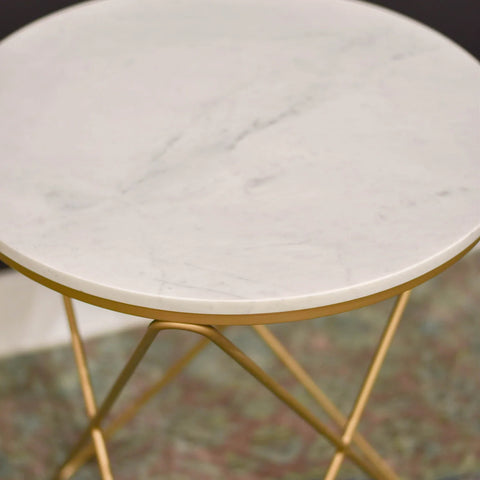 Earth Wind & Fire Marble Side Table - White