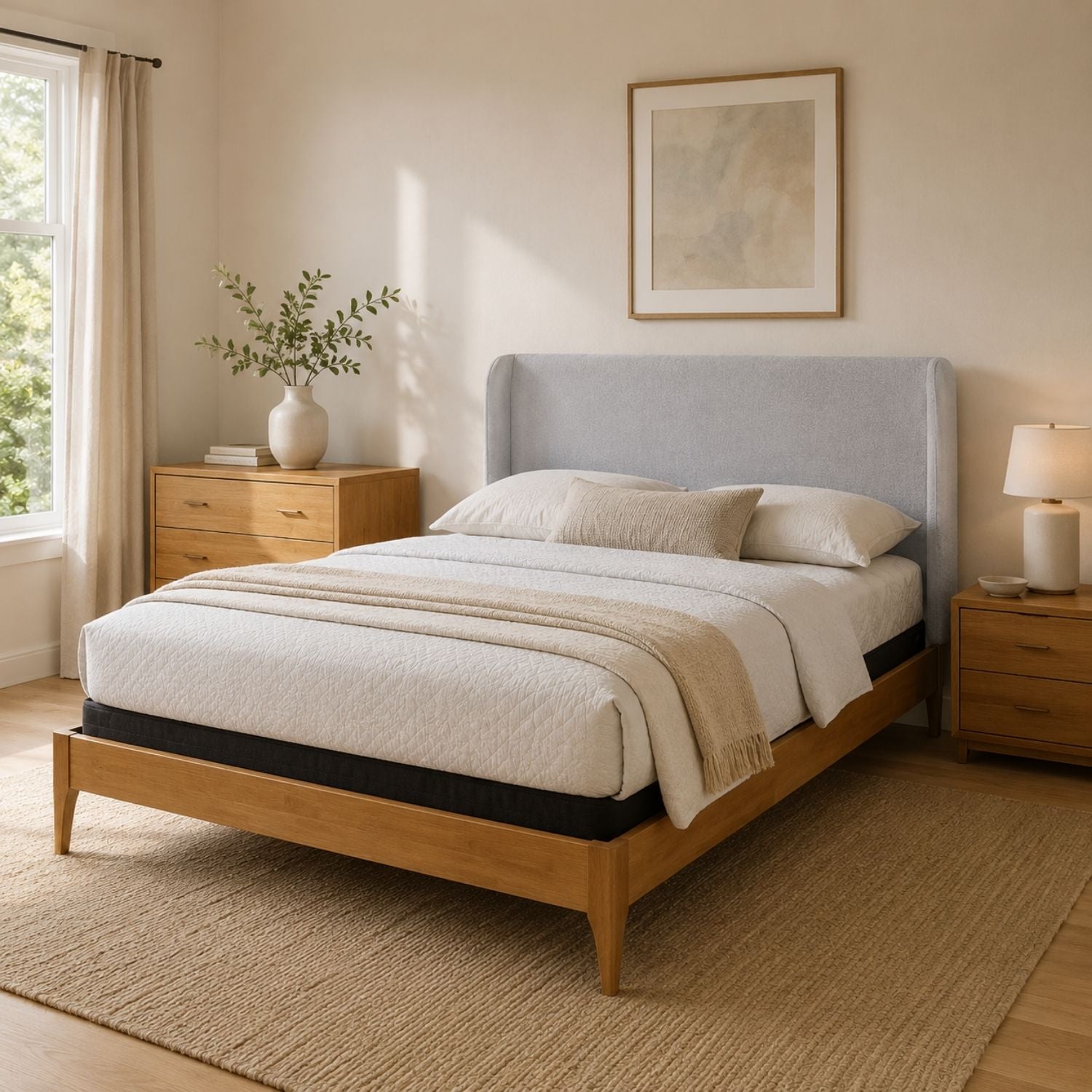 Eiden Wooden Queen Bed - Oyster
