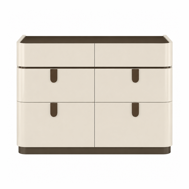 Elara Modern Dresser – Beige High Gloss