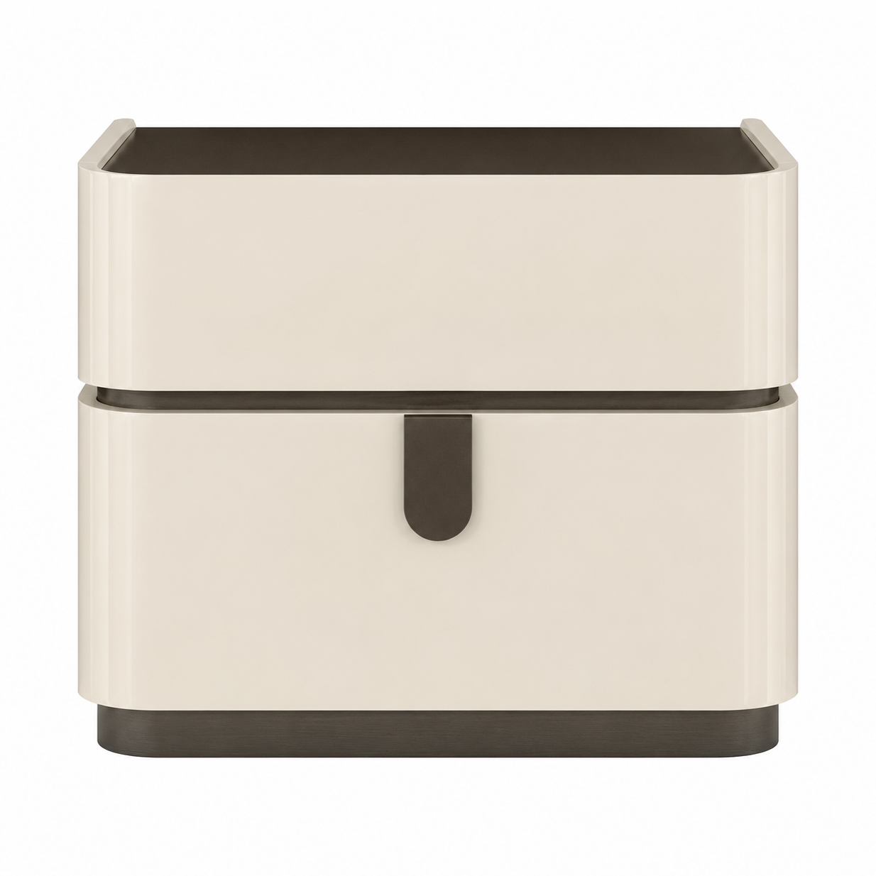 Elara Modern Nightstand – Beige High Gloss