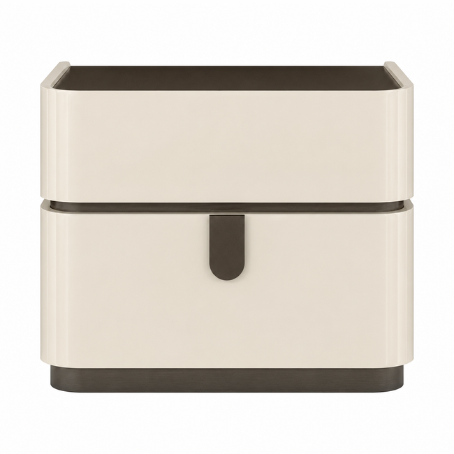 Elara Modern Nightstand – Beige High Gloss