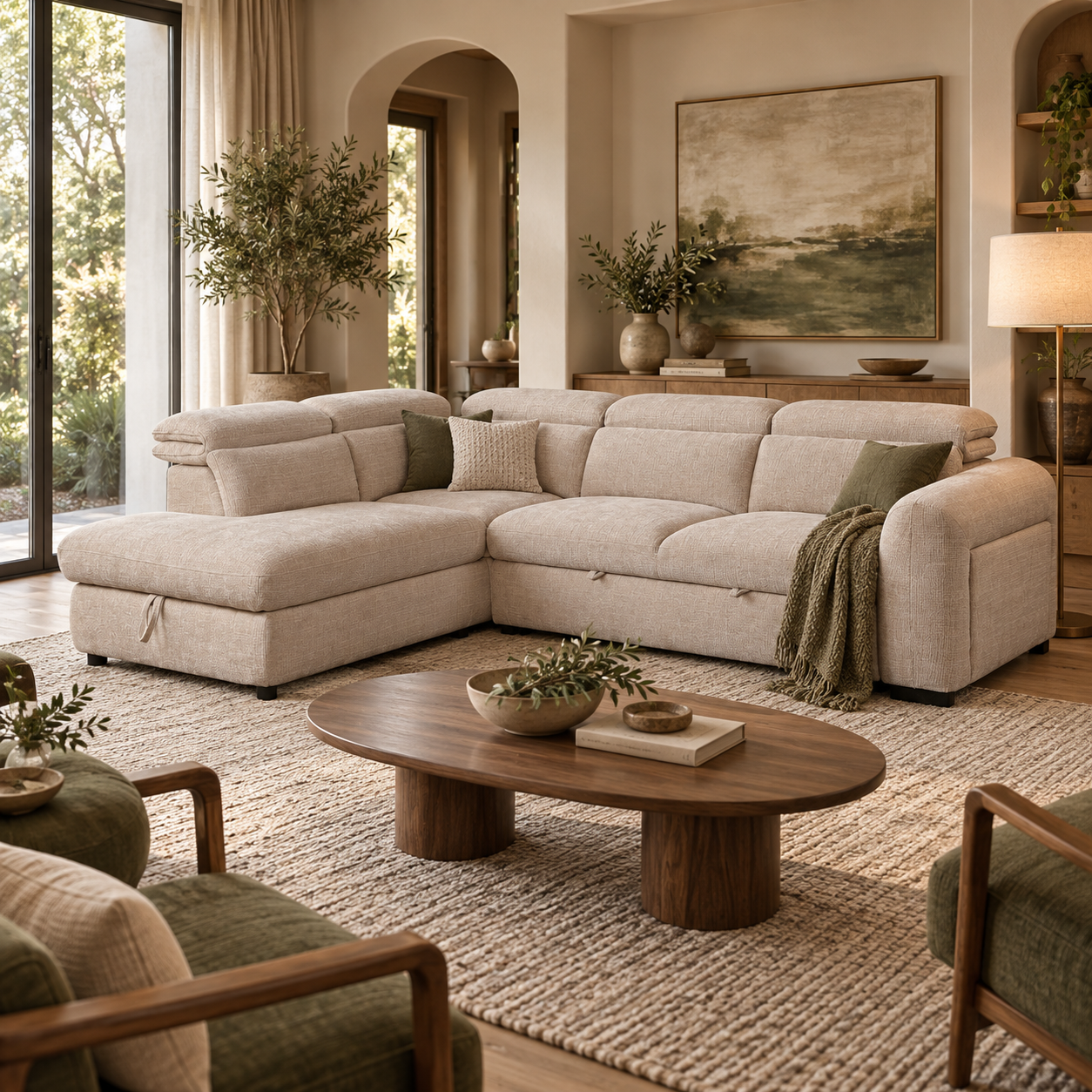 Elarve Pull-Out Sleeper Sectional with Storage Chaise